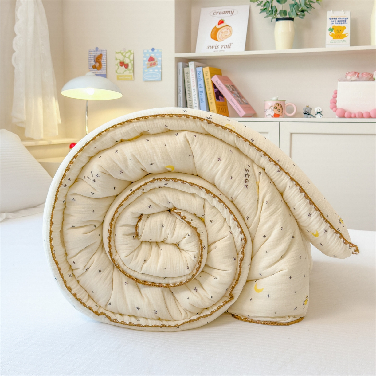 91家纺网 家纺一手货源 找家纺 布凡家居 2026新款A类全棉皱皱纱大豆纤维春秋被秋冬被全棉纱布婴儿被全棉学生秋冬被 冬被-满天星