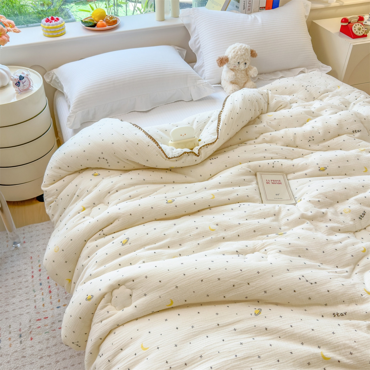 91家纺网 家纺一手货源 找家纺 布凡家居 2026新款A类全棉皱皱纱大豆纤维春秋被秋冬被全棉纱布婴儿被全棉学生秋冬被 冬被-满天星