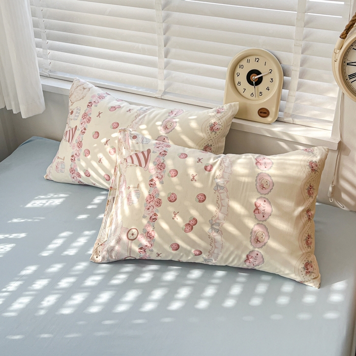 朵朵家纺 2026新款水洗棉印花单枕套系列 格蕾丝