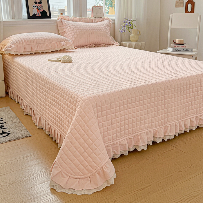 91家纺网 家纺一手货源 找家纺 （总）岚吉家纺 2026新款棉麻纯色单品床盖 床盖单件