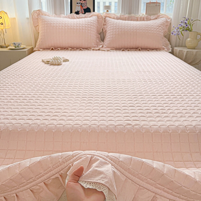 91家纺网 家纺一手货源 找家纺 （总）岚吉家纺 2026新款棉麻纯色单品床盖 床盖单件