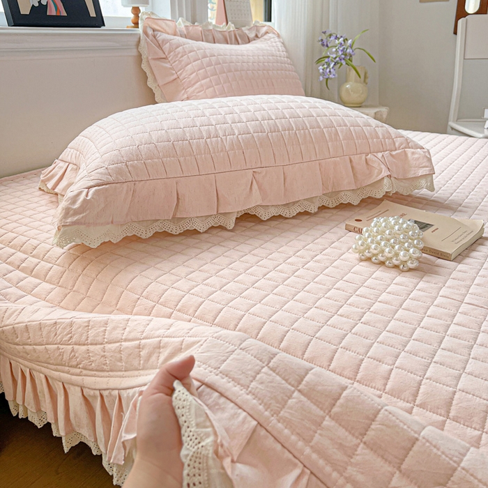 91家纺网 家纺一手货源 找家纺 （总）岚吉家纺 2026新款棉麻纯色单品床盖 床盖单件