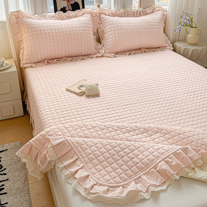 （总）岚吉家纺 2026新款棉麻纯色单品床盖 床盖单件