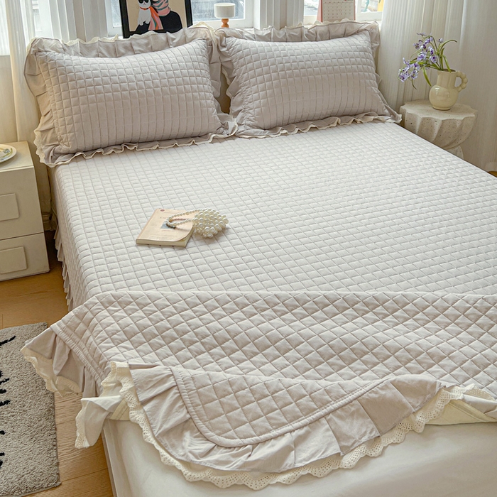 91家纺网 家纺一手货源 找家纺 （总）岚吉家纺 2026新款棉麻纯色单品床盖 床盖单件