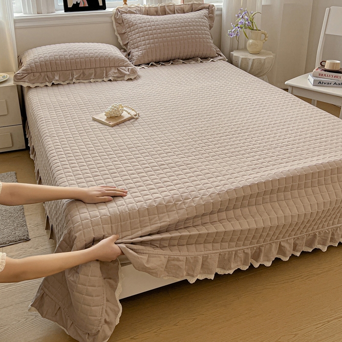 91家纺网 家纺一手货源 找家纺 岚吉家纺 2026新款棉麻纯色单品床盖 床盖单件 麦咖