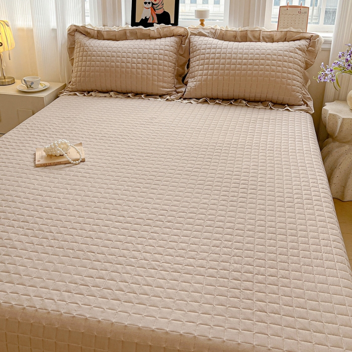 91家纺网 家纺一手货源 找家纺 岚吉家纺 2026新款棉麻纯色单品床盖 床盖单件 麦咖