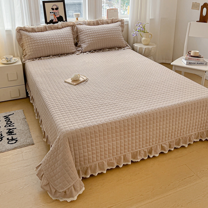 91家纺网 家纺一手货源 找家纺 岚吉家纺 2026新款棉麻纯色单品床盖 床盖单件 麦咖