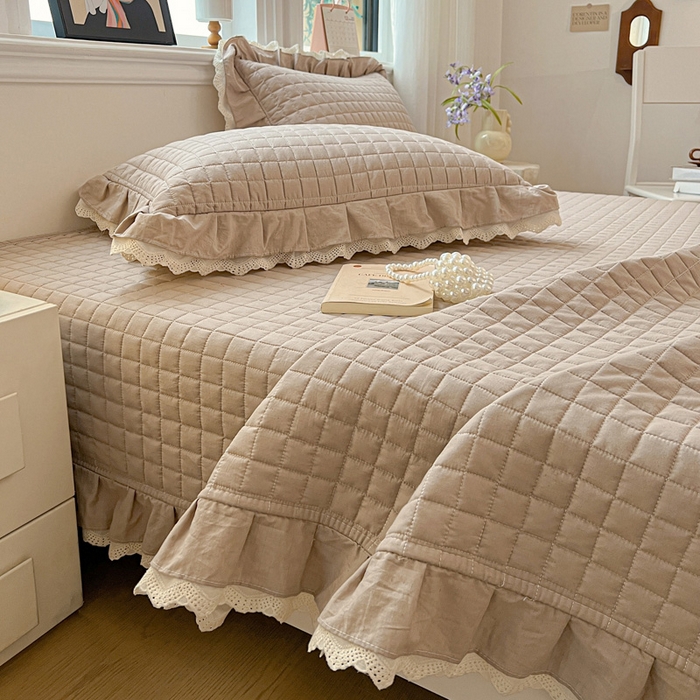 91家纺网 家纺一手货源 找家纺 岚吉家纺 2026新款棉麻纯色单品床盖 床盖单件 麦咖