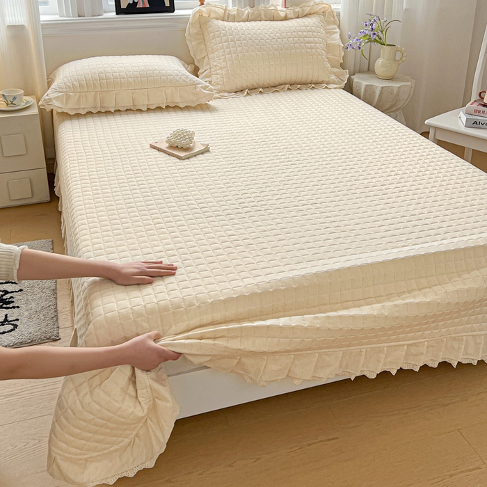 91家纺网 家纺一手货源 找家纺 岚吉家纺 2026新款棉麻纯色单品床盖 床盖单件 本色