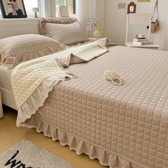 91家纺网 家纺一手货源 找家纺 岚吉家纺 2026新款棉麻纯色单品床盖 床盖单件 麦咖