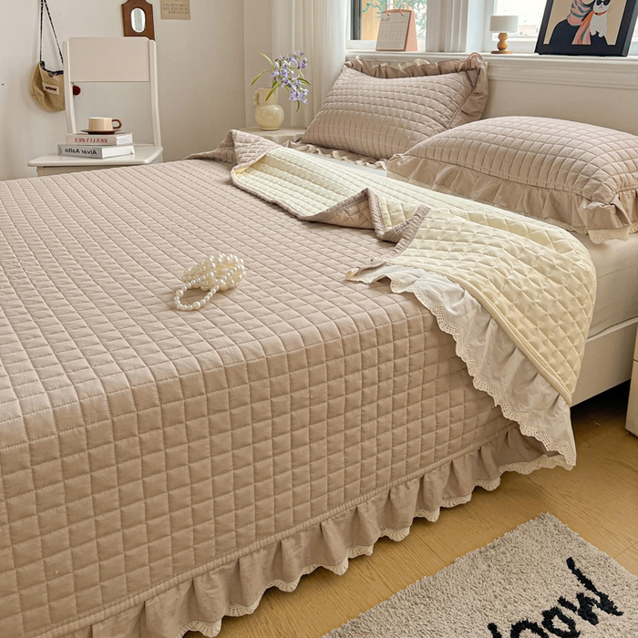 91家纺网 家纺一手货源 找家纺 岚吉家纺 2026新款棉麻纯色单品床盖 床盖单件 麦咖