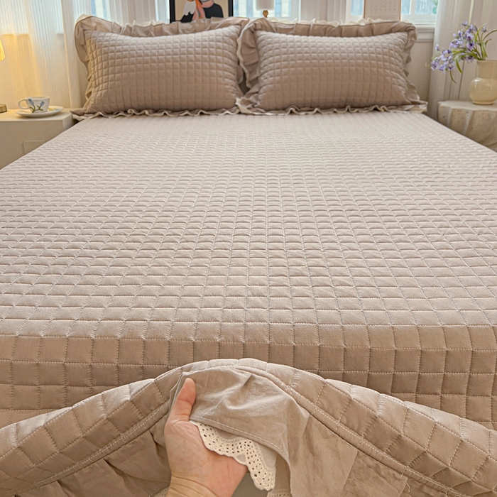 91家纺网 家纺一手货源 找家纺 岚吉家纺 2026新款棉麻纯色单品床盖 床盖单件 麦咖