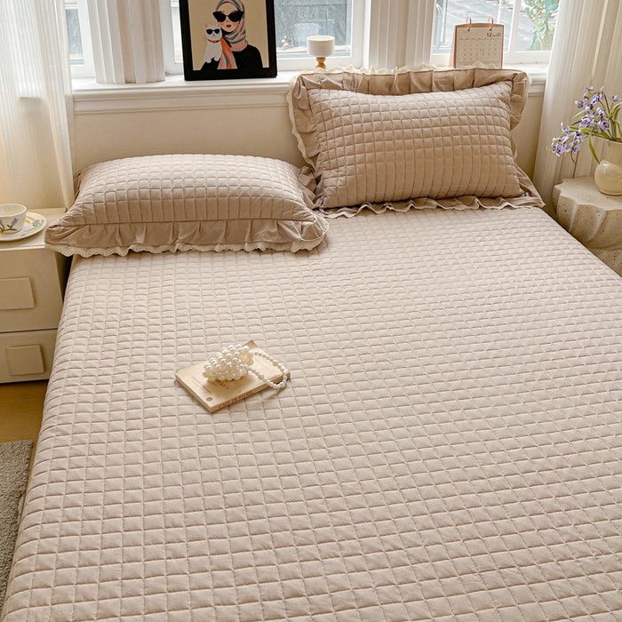 91家纺网 家纺一手货源 找家纺 岚吉家纺 2026新款棉麻纯色单品床盖 床盖单件 麦咖