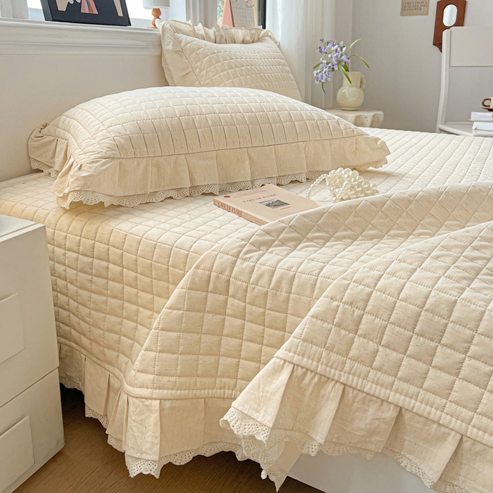 91家纺网 家纺一手货源 找家纺 岚吉家纺 2026新款棉麻纯色单品床盖 床盖单件 本色