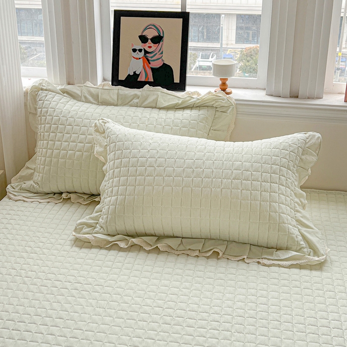 91家纺网 家纺一手货源 找家纺 岚吉家纺 2026新款棉麻纯色单品床盖 床盖单件 草木绿