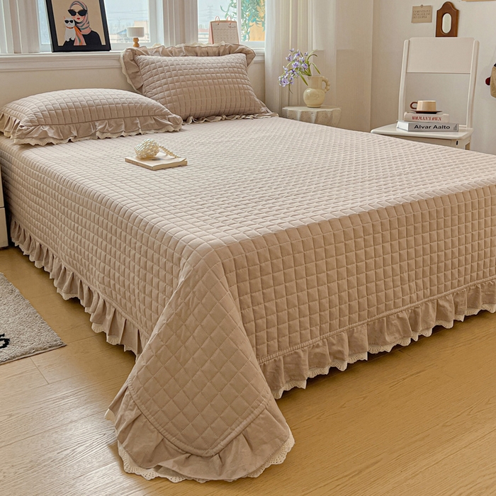 91家纺网 家纺一手货源 找家纺 岚吉家纺 2026新款棉麻纯色单品床盖 床盖单件 麦咖