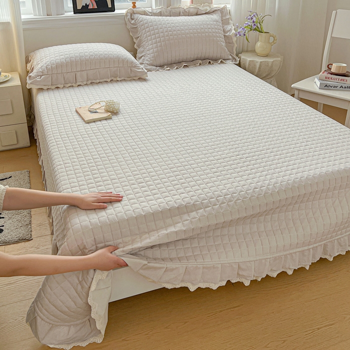 91家纺网 家纺一手货源 找家纺 岚吉家纺 2026新款棉麻纯色单品床盖 床盖单件 星云灰