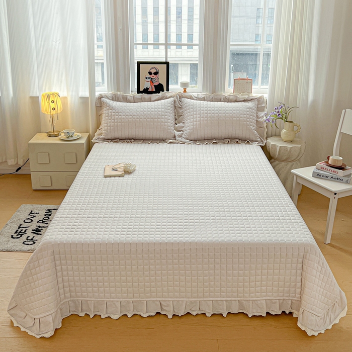 91家纺网 家纺一手货源 找家纺 岚吉家纺 2026新款棉麻纯色单品床盖 床盖单件 星云灰