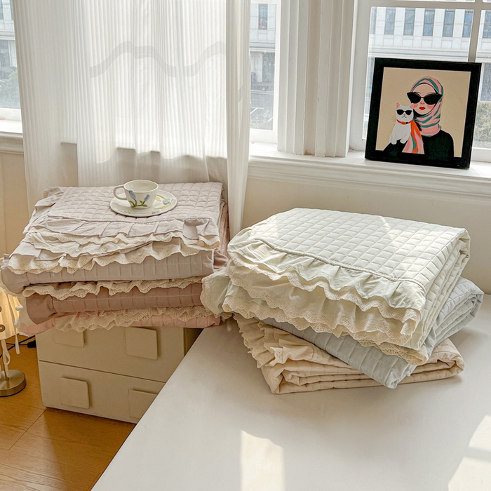 91家纺网 家纺一手货源 找家纺 岚吉家纺 2026新款棉麻纯色单品床盖 床盖单件 组合图仅供展示不可下单