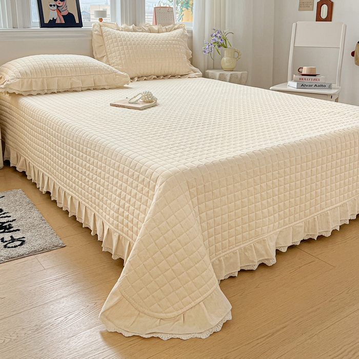 91家纺网 家纺一手货源 找家纺 岚吉家纺 2026新款棉麻纯色单品床盖 床盖单件 本色