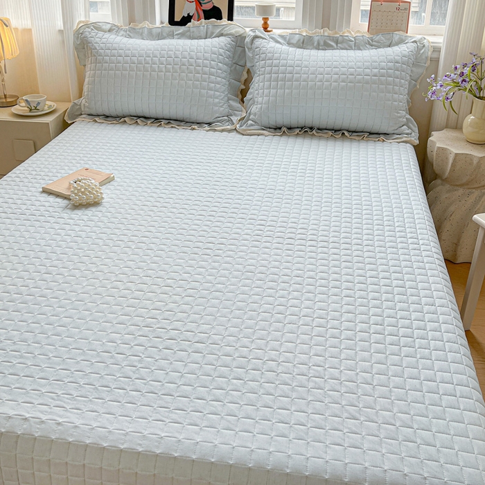 91家纺网 家纺一手货源 找家纺 岚吉家纺 2026新款棉麻纯色单品床盖 床盖单件 新野蓝