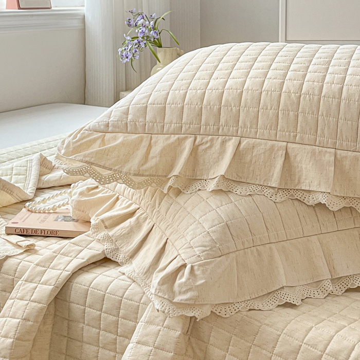 91家纺网 家纺一手货源 找家纺 岚吉家纺 2026新款棉麻纯色单品床盖 床盖单件 本色