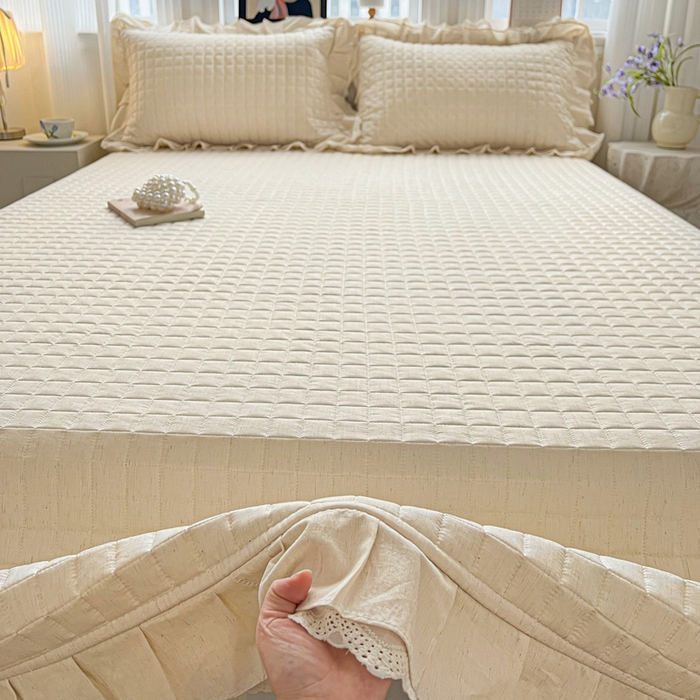 91家纺网 家纺一手货源 找家纺 岚吉家纺 2026新款棉麻纯色单品床盖 床盖单件 本色