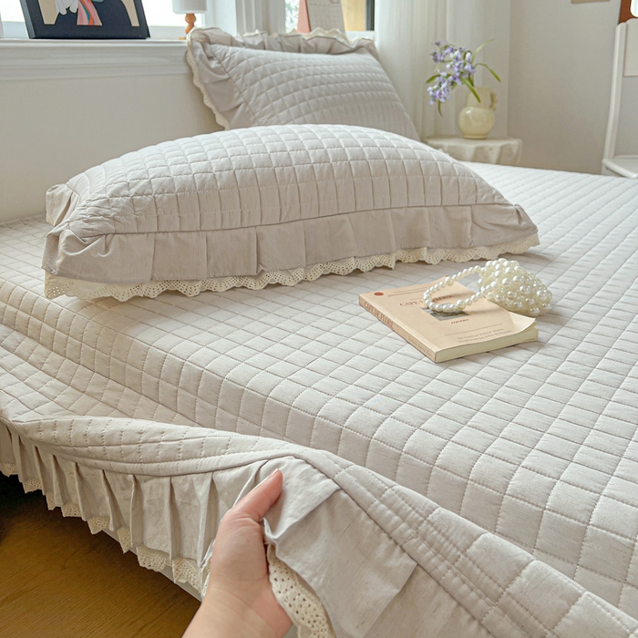 91家纺网 家纺一手货源 找家纺 岚吉家纺 2026新款棉麻纯色单品床盖 床盖单件 星云灰