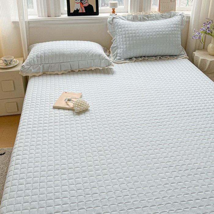 91家纺网 家纺一手货源 找家纺 岚吉家纺 2026新款棉麻纯色单品床盖 床盖单件 新野蓝