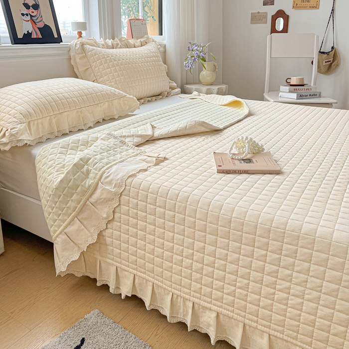 91家纺网 家纺一手货源 找家纺 岚吉家纺 2026新款棉麻纯色单品床盖 床盖单件 本色