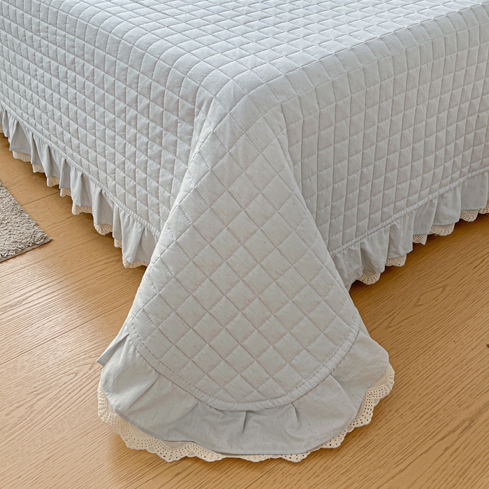 91家纺网 家纺一手货源 找家纺 岚吉家纺 2026新款棉麻纯色单品床盖 床盖单件 新野蓝