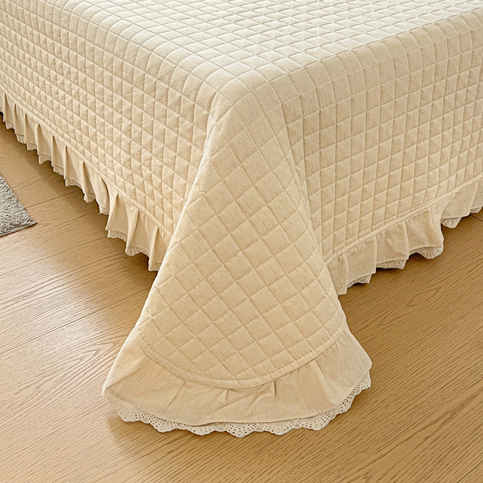 91家纺网 家纺一手货源 找家纺 岚吉家纺 2026新款棉麻纯色单品床盖 床盖单件 本色