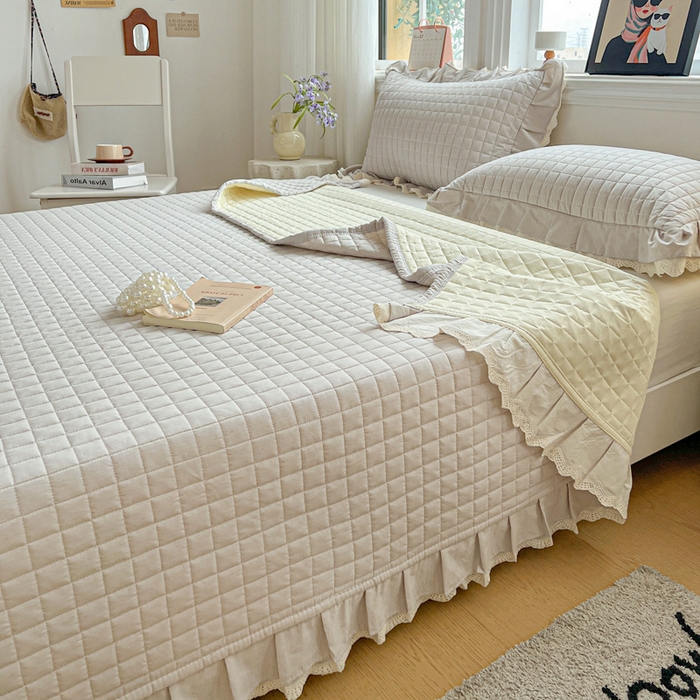 91家纺网 家纺一手货源 找家纺 岚吉家纺 2026新款棉麻纯色单品床盖 床盖单件 星云灰