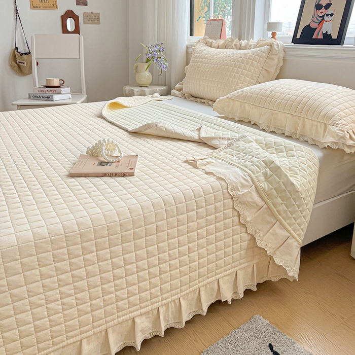 91家纺网 家纺一手货源 找家纺 岚吉家纺 2026新款棉麻纯色单品床盖 床盖单件 本色