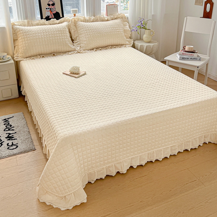 91家纺网 家纺一手货源 找家纺 岚吉家纺 2026新款棉麻纯色单品床盖 床盖单件 本色