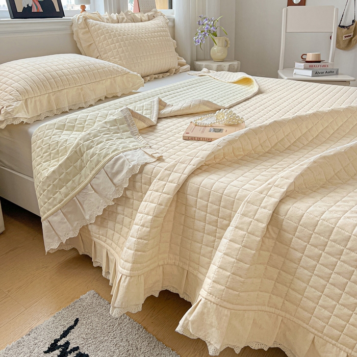 91家纺网 家纺一手货源 找家纺 岚吉家纺 2026新款棉麻纯色单品床盖 床盖单件 本色