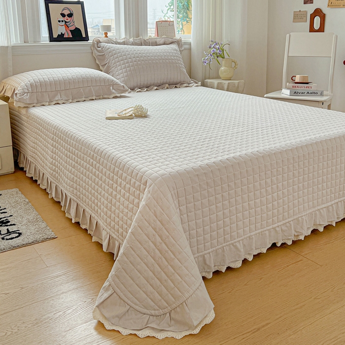 91家纺网 家纺一手货源 找家纺 岚吉家纺 2026新款棉麻纯色单品床盖 床盖单件 星云灰