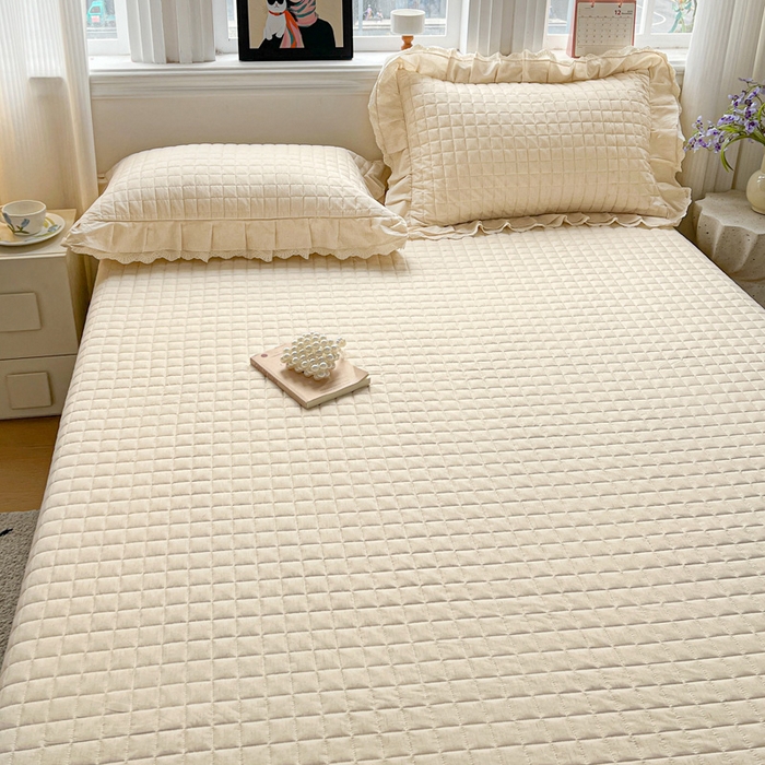 91家纺网 家纺一手货源 找家纺 岚吉家纺 2026新款棉麻纯色单品床盖 床盖单件 本色