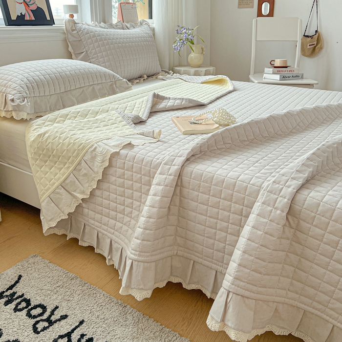 91家纺网 家纺一手货源 找家纺 岚吉家纺 2026新款棉麻纯色单品床盖 床盖单件 星云灰