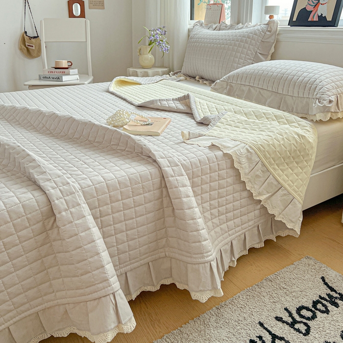 91家纺网 家纺一手货源 找家纺 岚吉家纺 2026新款棉麻纯色单品床盖 床盖单件 星云灰