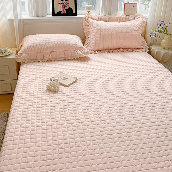 91家纺网 家纺一手货源 找家纺 岚吉家纺 2026新款棉麻纯色单品床盖 床盖单件 蜜牙桔