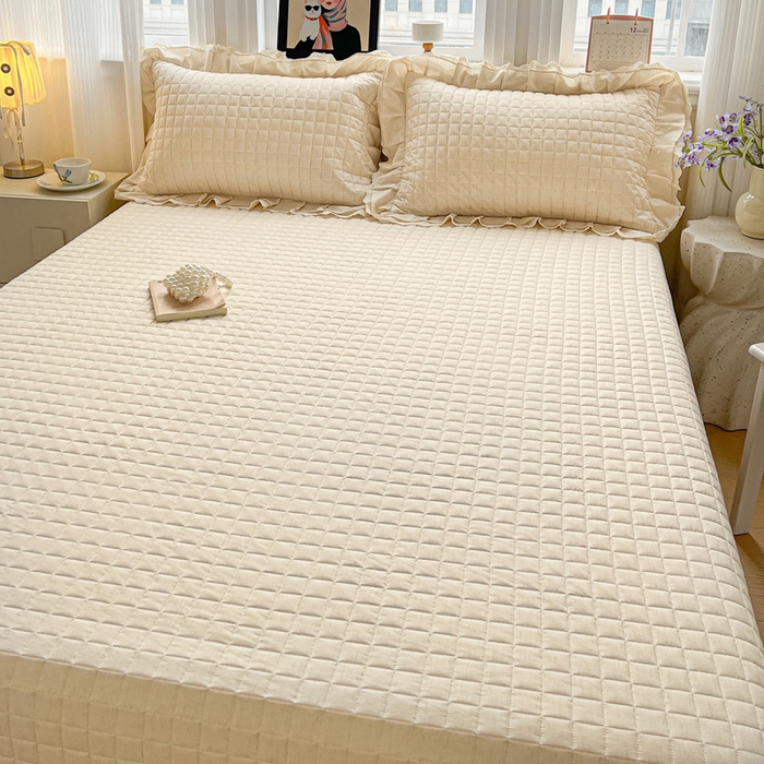 91家纺网 家纺一手货源 找家纺 岚吉家纺 2026新款棉麻纯色单品床盖 床盖单件 本色