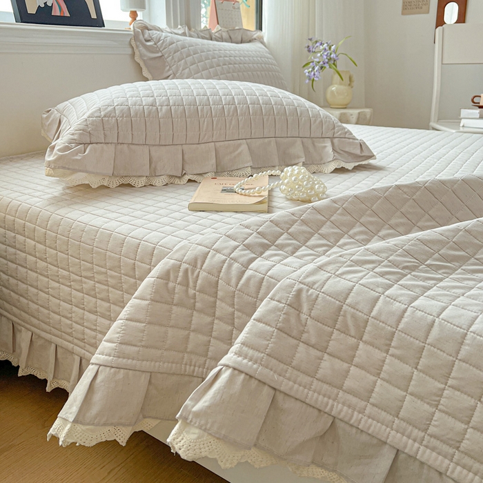 91家纺网 家纺一手货源 找家纺 岚吉家纺 2026新款棉麻纯色单品床盖 床盖单件 星云灰