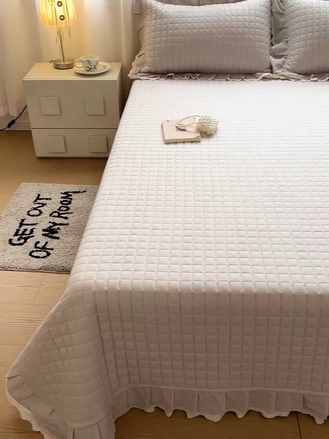 91家纺网 家纺一手货源 找家纺 岚吉家纺 2026新款棉麻纯色单品床盖 床盖单件 星云灰