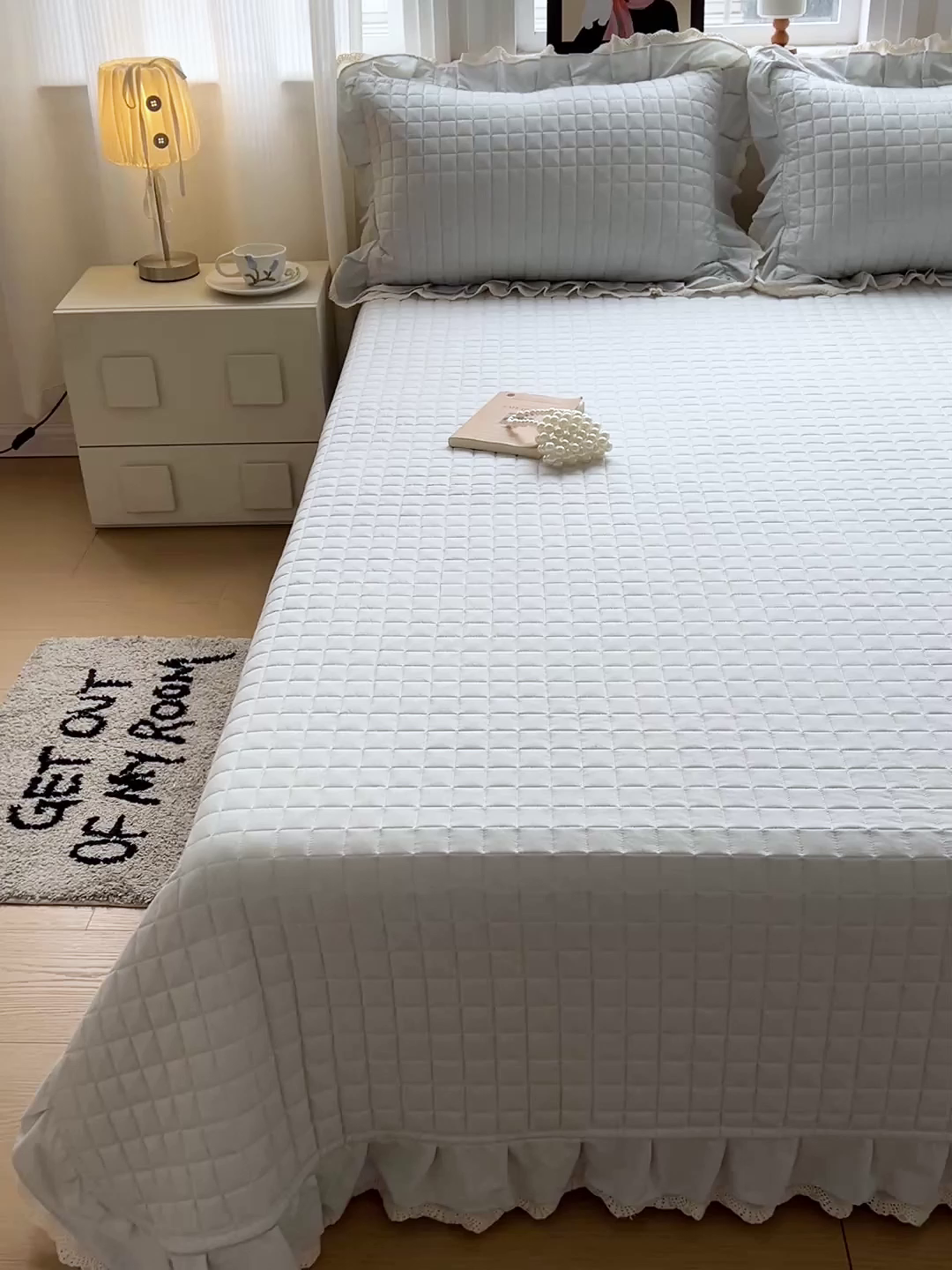 91家纺网 家纺一手货源 找家纺 岚吉家纺 2026新款棉麻纯色单品床盖 床盖单件 新野蓝