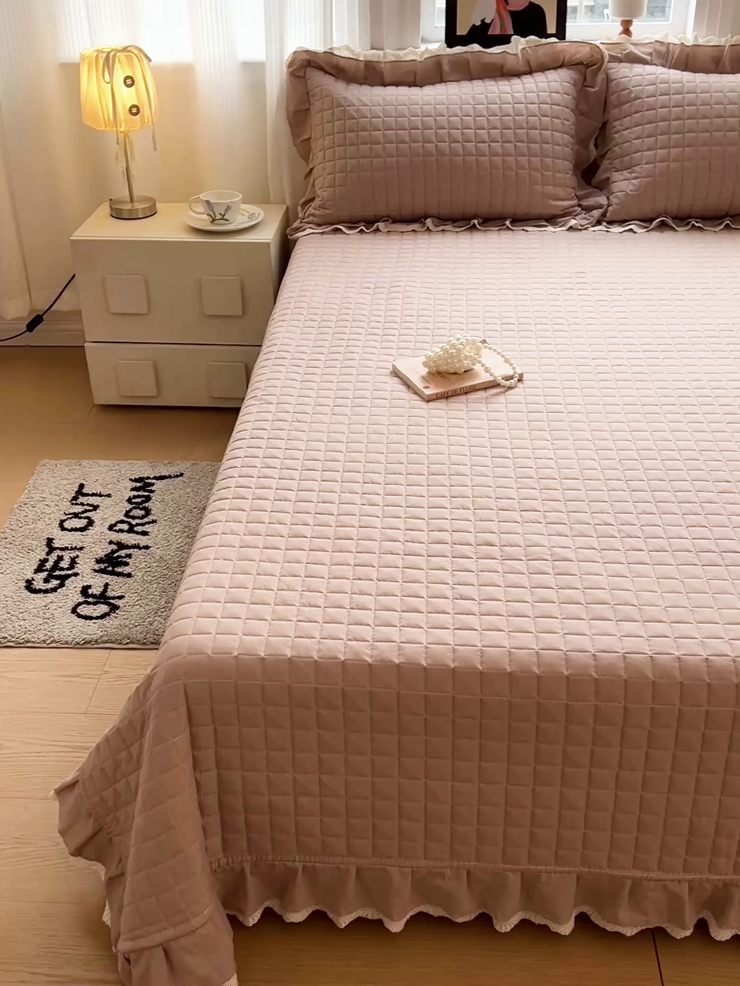 91家纺网 家纺一手货源 找家纺 岚吉家纺 2026新款棉麻纯色单品床盖 床盖单件 麦咖