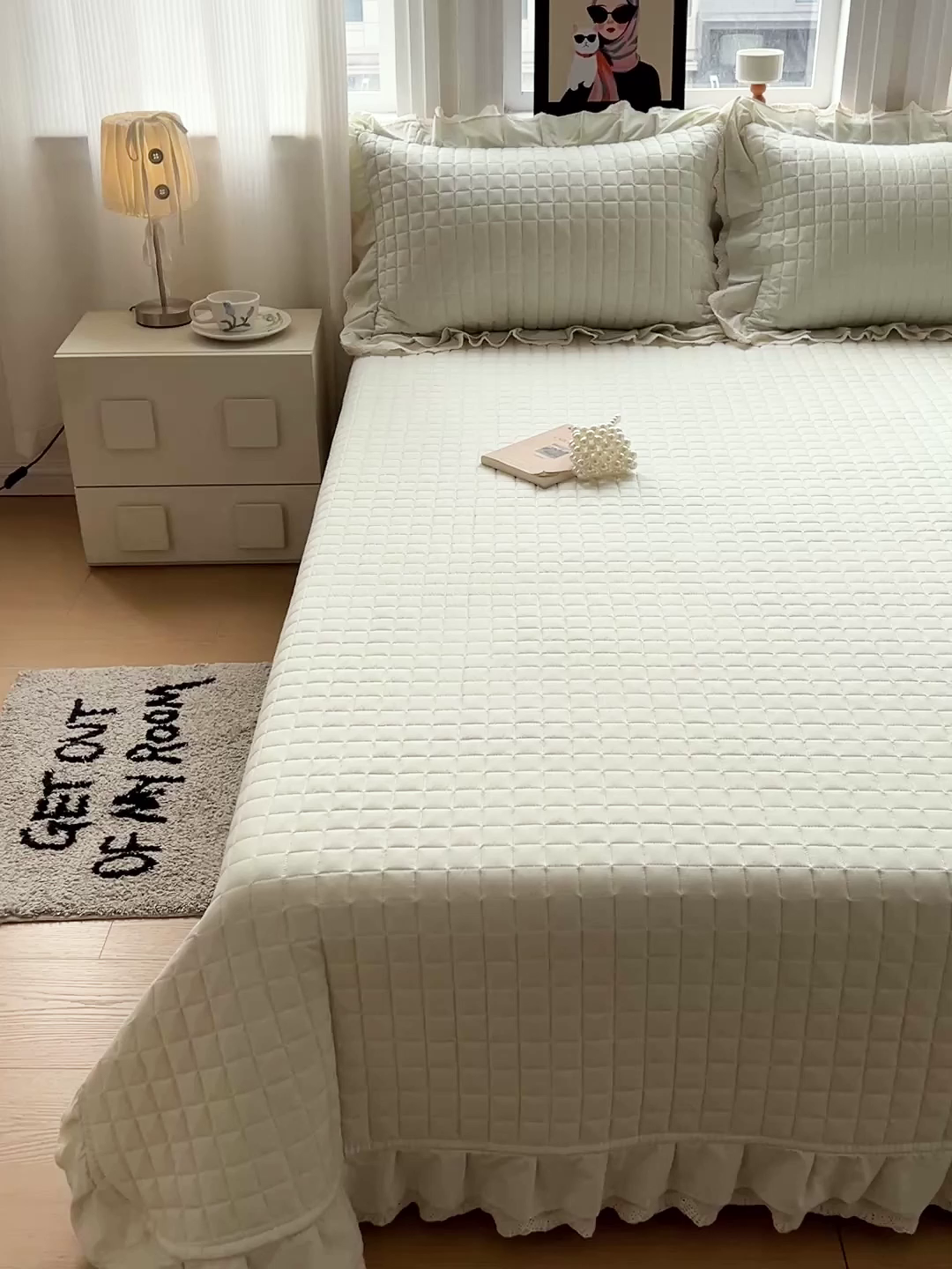 91家纺网 家纺一手货源 找家纺 岚吉家纺 2026新款棉麻纯色单品床盖 床盖单件 草木绿