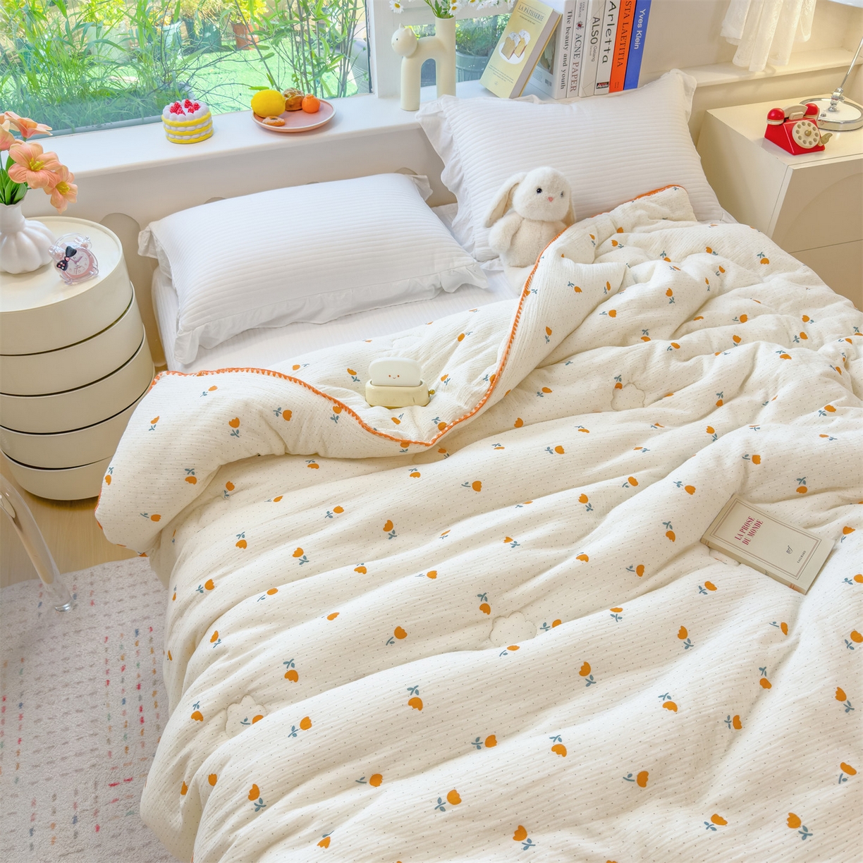 91家纺网 家纺一手货源 找家纺 布凡家居 2026新款A类全棉皱皱纱大豆纤维春秋被秋冬被全棉纱布婴儿被全棉学生秋冬被 冬被-小花花