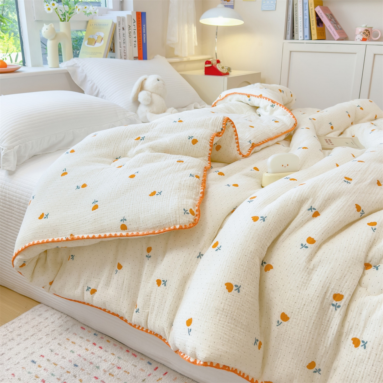 91家纺网 家纺一手货源 找家纺 布凡家居 2026新款A类全棉皱皱纱大豆纤维春秋被秋冬被全棉纱布婴儿被全棉学生秋冬被 冬被-小花花