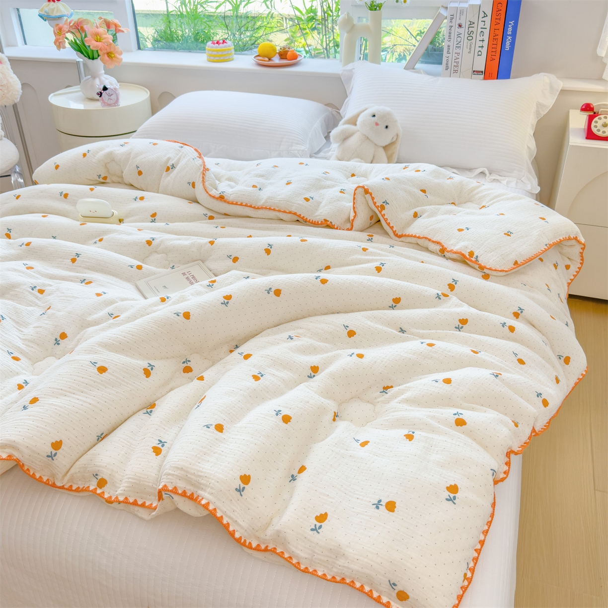 91家纺网 家纺一手货源 找家纺 布凡家居 2026新款A类全棉皱皱纱大豆纤维春秋被秋冬被全棉纱布婴儿被全棉学生秋冬被 冬被-小花花